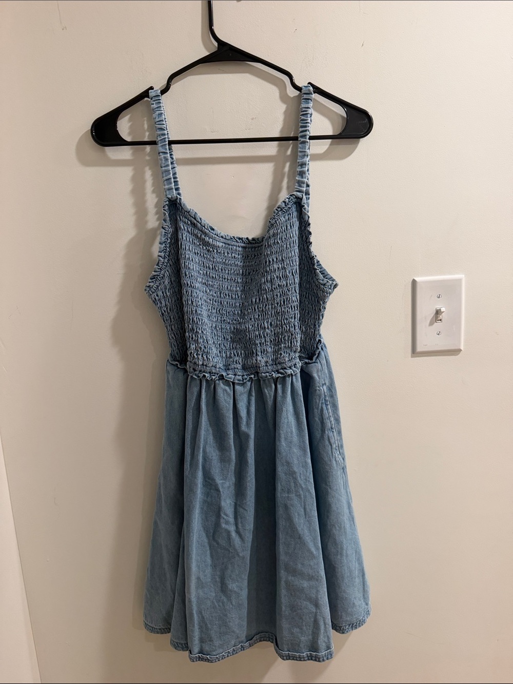American Eagle Outfitters Light Blue Smocked Denim Sundress